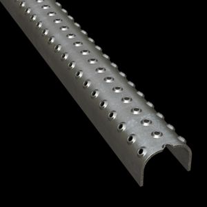 McNICHOLS&reg; Plank Grating Ladder Rung Plank, TRACTION TREAD&trade;, Galvanized Steel, Pre-Galvanized, 13 Gauge (.0934" Thick), 3-Row Button-Top (1-5/8" Width), 1-1/8" Channel Depth, Slip-Resistant Surface, 3% Open Area