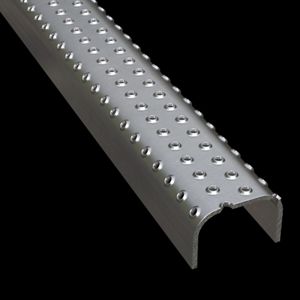 McNICHOLS&reg; Plank Grating Ladder Rung Plank, TRACTION TREAD&trade;, Aluminum, Alloy 5052-H32, .1250" Thick (8 Gauge), 4-Row Button-Top (2-1/4" Width), 1-1/2" Channel Depth, Slip-Resistant Surface, 4% Open Area