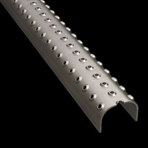 McNICHOLS&reg; Plank Grating Ladder Rung Plank, TRACTION TREAD&trade;, Stainless Steel, Type 304, 14 Gauge (.0781" Thick), 3-Row Button-Top (1-5/8" Width), 1-1/8" Channel Depth, Slip-Resistant Surface, 3% Open Area