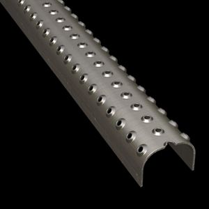 McNICHOLS&reg; Plank Grating Ladder Rung Plank, TRACTION TREAD&trade;, Stainless Steel, Type 304, 16 Gauge (.0625" Thick), 3-Row Button-Top (1-5/8" Width), 1-1/8" Channel Depth, Slip-Resistant Surface, 3% Open Area