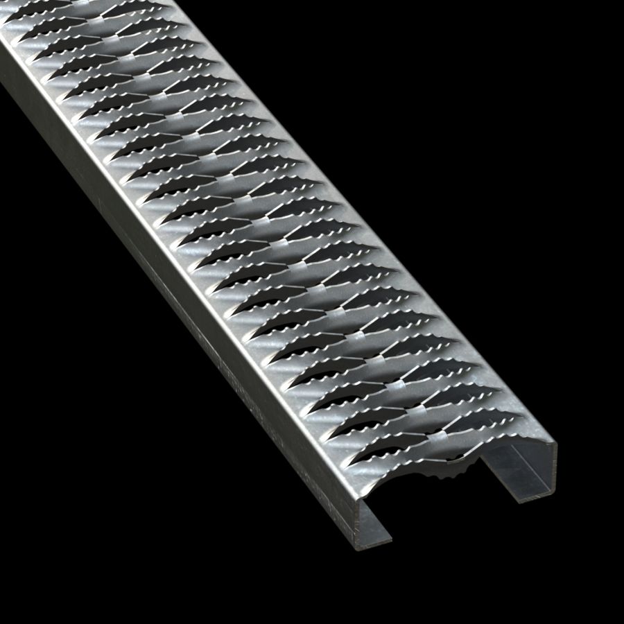 McNICHOLS® Plank Grating Plank, GRIP STRUT®, Galvanized Steel, ASTM A-653 G90, 12 Gauge (.1084" Thick), 2-Diamond (4-3/4" Width), 1-1/2" Channel Depth, Serrated Surface, 34% Open Area McNICHOLS® Plank Grating Plank, GRIP STRUT®, Galvanized Steel, ASTM A-653 G90, 12 Gauge (.1084" Thick), 2-Diamond (4-3/4" Width), 1-1/2" Channel Depth, Serrated Surface, 34% Open Area