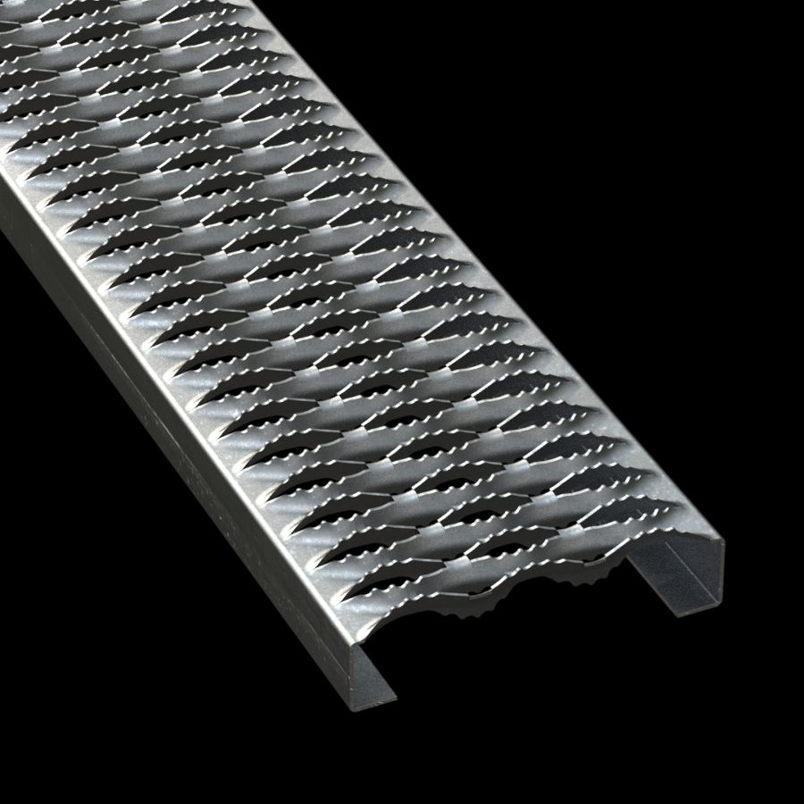 McNICHOLS® Plank Grating Plank, GRIP STRUT®, Galvanized Steel, ASTM A-653 G90, 14 Gauge (.0785" Thick), 3-Diamond (7" Width), 1-1/2" Channel Depth, Serrated Surface, 37% Open Area McNICHOLS® Plank Grating Plank, GRIP STRUT®, Galvanized Steel, ASTM A-653 G90, 14 Gauge (.0785" Thick), 3-Diamond (7" Width), 1-1/2" Channel Depth, Serrated Surface, 37% Open Area
