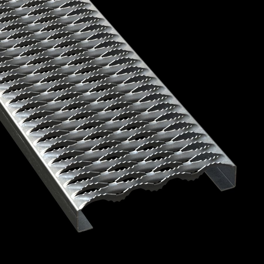 McNICHOLS® Plank Grating Plank, GRIP STRUT®, Galvanized Steel, ASTM A-653 G90, 14 Gauge (.0785" Thick), 4-Diamond (9-1/2" Width), 1-1/2" Channel Depth, Serrated Surface, 45% Open Area McNICHOLS® Plank Grating Plank, GRIP STRUT®, Galvanized Steel, ASTM A-653 G90, 14 Gauge (.0785" Thick), 4-Diamond (9-1/2" Width), 1-1/2" Channel Depth, Serrated Surface, 45% Open Area