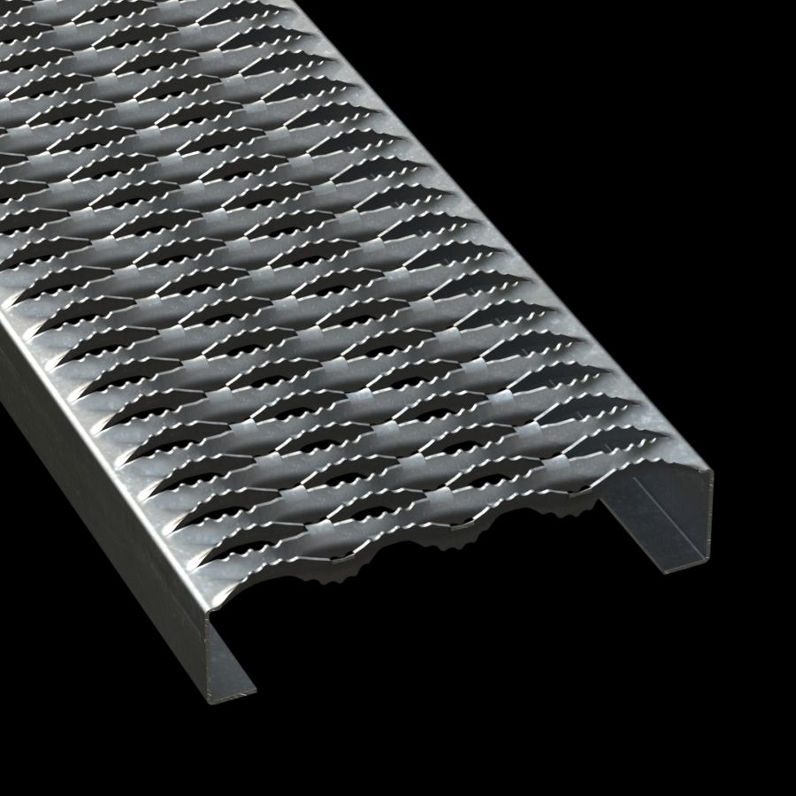 McNICHOLS® Plank Grating Plank, GRIP STRUT®, Galvanized Steel, ASTM A-653 G90, 14 Gauge (.0785" Thick), 4-Diamond (9-1/2" Width), 2" Channel Depth, Serrated Surface, 45% Open Area McNICHOLS® Plank Grating Plank, GRIP STRUT®, Galvanized Steel, ASTM A-653 G90, 14 Gauge (.0785" Thick), 4-Diamond (9-1/2" Width), 2" Channel Depth, Serrated Surface, 45% Open Area