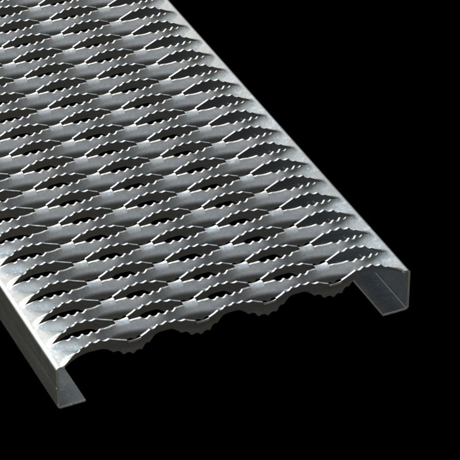 McNICHOLS® Plank Grating Plank, GRIP STRUT®, Galvanized Steel, ASTM A-653 G90, 14 Gauge (.0785" Thick), 5-Diamond (11-3/4" Width), 1-1/2" Channel Depth, Serrated Surface, 35% Open Area McNICHOLS® Plank Grating Plank, GRIP STRUT®, Galvanized Steel, ASTM A-653 G90, 14 Gauge (.0785" Thick), 5-Diamond (11-3/4" Width), 1-1/2" Channel Depth, Serrated Surface, 35% Open Area