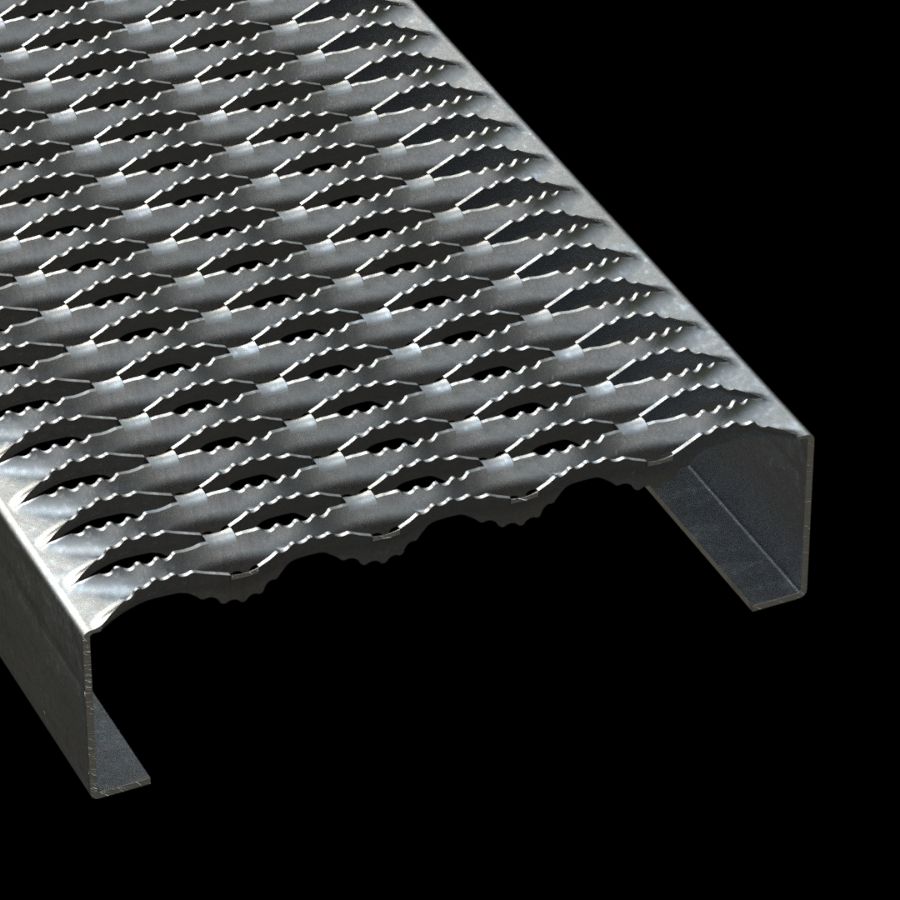 McNICHOLS® Plank Grating Plank, GRIP STRUT®, Galvanized Steel, ASTM A-653 G90, 12 Gauge (.1084" Thick), 5-Diamond (11-3/4" Width), 3" Channel Depth, Serrated Surface, 35% Open Area McNICHOLS® Plank Grating Plank, GRIP STRUT®, Galvanized Steel, ASTM A-653 G90, 12 Gauge (.1084" Thick), 5-Diamond (11-3/4" Width), 3" Channel Depth, Serrated Surface, 35% Open Area