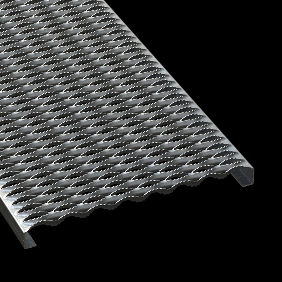 McNICHOLS® Plank Grating Plank, GRIP STRUT®, Galvanized, ASTM A-653 G90, 12 Gauge (.1084" Thick), 8-Diamond (18-3/4" Width), 1-1/2" Channel Depth, Serrated Surface, 48% Open Area McNICHOLS® Plank Grating Plank, GRIP STRUT®, Galvanized, ASTM A-653 G90, 12 Gauge (.1084" Thick), 8-Diamond (18-3/4" Width), 1-1/2" Channel Depth, Serrated Surface, 48% Open Area