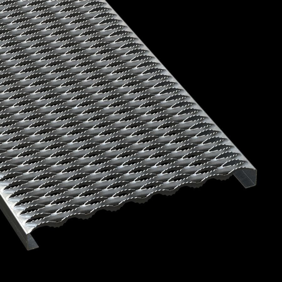 McNICHOLS® Plank Grating Plank, GRIP STRUT®, Galvanized Steel, ASTM A-653 G90, 14 Gauge (.0785" Thick), 8-Diamond (18-3/4" Width), 1-1/2" Channel Depth, Serrated Surface, 48% Open Area McNICHOLS® Plank Grating Plank, GRIP STRUT®, Galvanized Steel, ASTM A-653 G90, 14 Gauge (.0785" Thick), 8-Diamond (18-3/4" Width), 1-1/2" Channel Depth, Serrated Surface, 48% Open Area