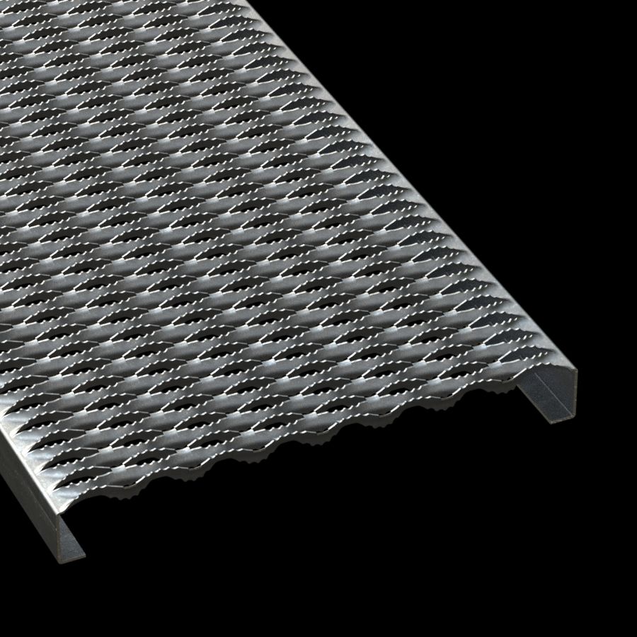 McNICHOLS® Plank Grating Plank, GRIP STRUT®, Galvanized Steel, ASTM A-653 G90, 12 Gauge (.1084" Thick), 8-Diamond (18-3/4" Width), 2" Channel Depth, Serrated Surface, 48% Open Area McNICHOLS® Plank Grating Plank, GRIP STRUT®, Galvanized Steel, ASTM A-653 G90, 12 Gauge (.1084" Thick), 8-Diamond (18-3/4" Width), 2" Channel Depth, Serrated Surface, 48% Open Area