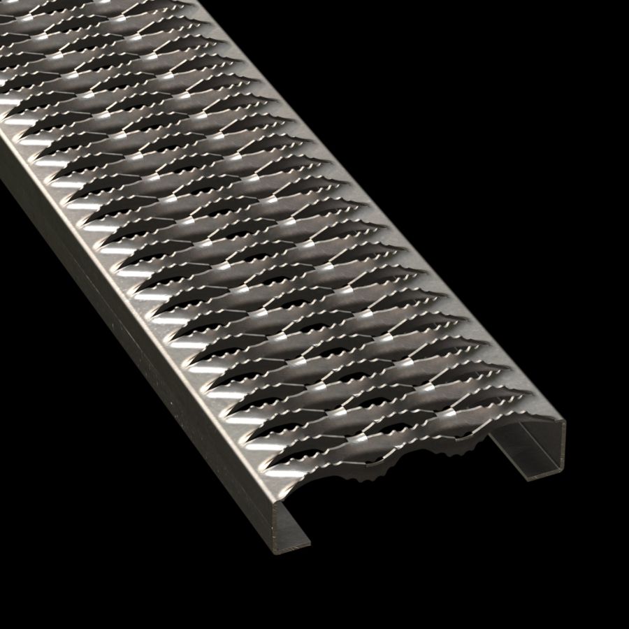 McNICHOLS® Plank Grating Plank, GRIP STRUT®, Carbon Steel, HRPO, 12 Gauge (.1046" Thick), 3-Diamond (7" Width), 1-1/2" Channel Depth, Serrated Surface, 37% Open Area McNICHOLS® Plank Grating Plank, GRIP STRUT®, Carbon Steel, HRPO, 12 Gauge (.1046" Thick), 3-Diamond (7" Width), 1-1/2" Channel Depth, Serrated Surface, 37% Open Area