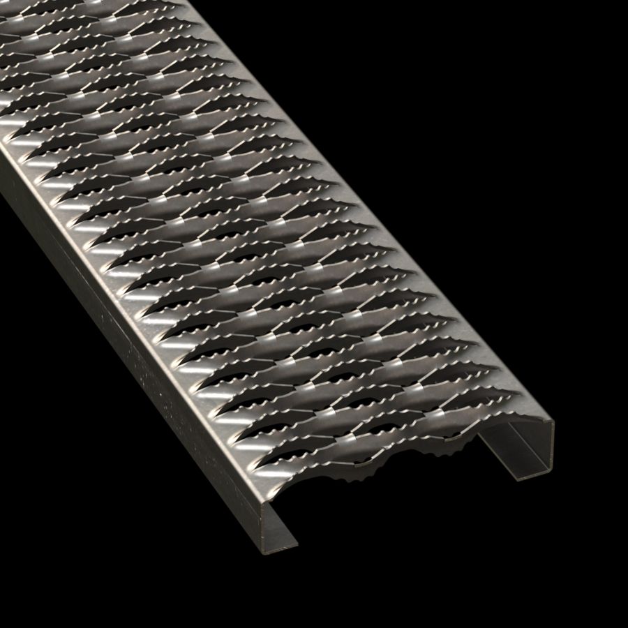 McNICHOLS® Plank Grating Plank, GRIP STRUT®, Carbon Steel, HRPO, 14 Gauge (.0747" Thick), 3-Diamond (7" Width), 1-1/2" Channel Depth, Serrated Surface, 37% Open Area McNICHOLS® Plank Grating Plank, GRIP STRUT®, Carbon Steel, HRPO, 14 Gauge (.0747" Thick), 3-Diamond (7" Width), 1-1/2" Channel Depth, Serrated Surface, 37% Open Area