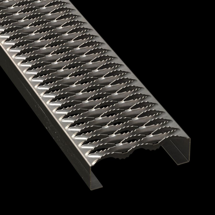 McNICHOLS® Plank Grating Plank, GRIP STRUT®, Carbon Steel, HRPO, 14 Gauge (.0747" Thick), 3-Diamond (7" Width), 2" Channel Depth, Serrated Surface, 37% Open Area McNICHOLS® Plank Grating Plank, GRIP STRUT®, Carbon Steel, HRPO, 14 Gauge (.0747" Thick), 3-Diamond (7" Width), 2" Channel Depth, Serrated Surface, 37% Open Area