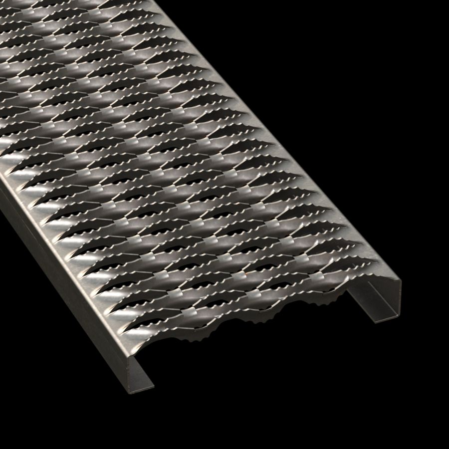 McNICHOLS® Plank Grating Plank, GRIP STRUT®, Carbon Steel, HRPO, 14 Gauge (.0747" Thick), 4-Diamond (9-1/2" Width), 1-1/2" Channel Depth, Serrated Surface, 45% Open Area McNICHOLS® Plank Grating Plank, GRIP STRUT®, Carbon Steel, HRPO, 14 Gauge (.0747" Thick), 4-Diamond (9-1/2" Width), 1-1/2" Channel Depth, Serrated Surface, 45% Open Area