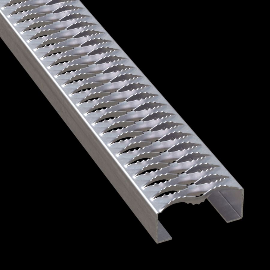 McNICHOLS® Plank Grating Plank, GRIP STRUT®, Aluminum, Alloy 5052-H32, .1000" Thick (10 Gauge), 2-Diamond (4-3/4" Width), 2" Channel Depth, Serrated Surface, 34% Open Area