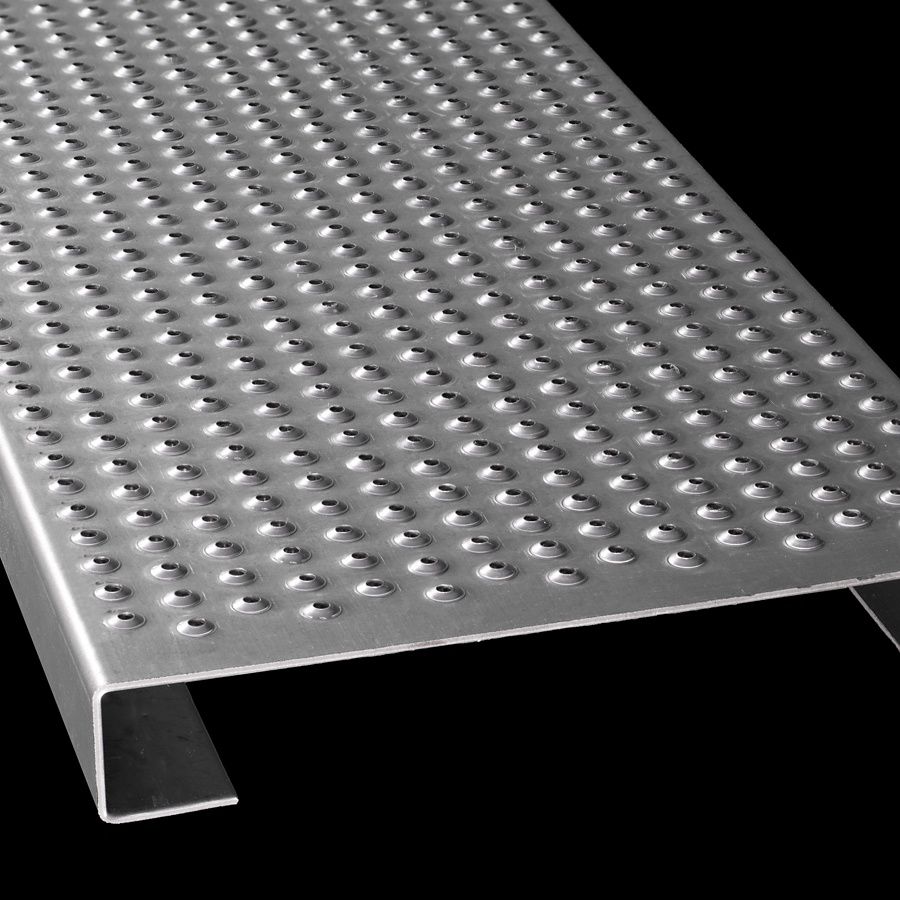 McNICHOLS® Plank Grating Plank, TRACTION TREAD®, ADA, Galvanized Steel, ASTM A-924, 13 Gauge (.0934" Thick), 15-Row (10" Width), 1-1/2" Channel Depth, Slip-Resistant Surface, 3% Open Area McNICHOLS® Plank Grating Plank, TRACTION TREAD®, ADA, Galvanized Steel, ASTM A-924, 13 Gauge (.0934" Thick), 15-Row (10" Width), 1-1/2" Channel Depth, Slip-Resistant Surface, 3% Open Area