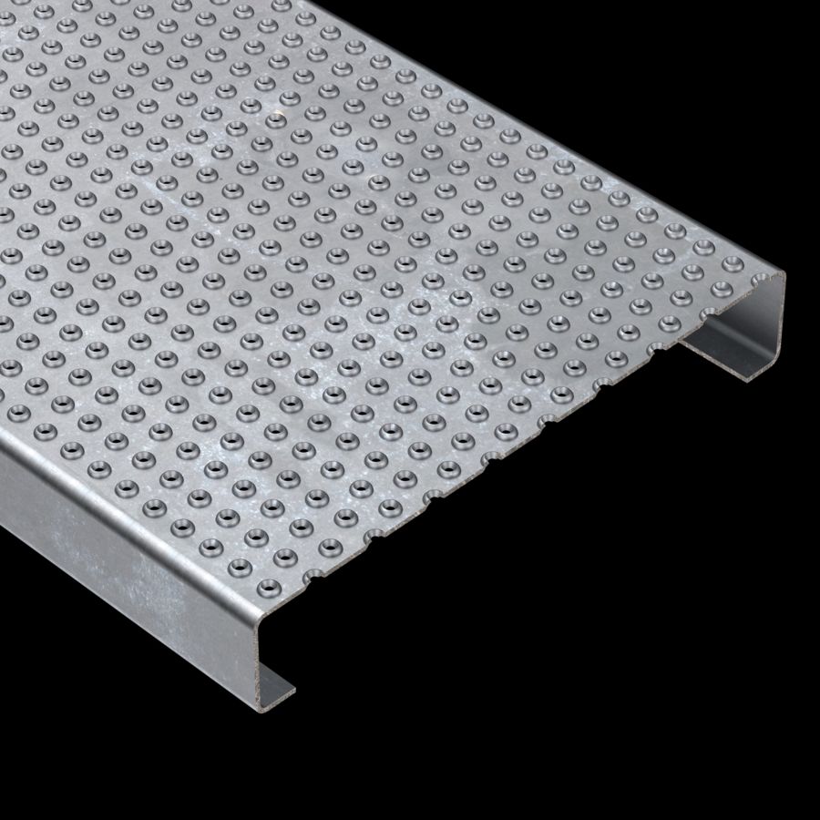 McNICHOLS® Plank Grating Plank, TRACTION TREAD®, ADA, Galvanized, ASTM A-924, 13 Gauge (.0934" Thick), 17-Row (12" Width), 2" Channel Depth, Slip-Resistant Surface, 3% Open Area McNICHOLS® Plank Grating Plank, TRACTION TREAD®, ADA, Galvanized, ASTM A-924, 13 Gauge (.0934" Thick), 17-Row (12" Width), 2" Channel Depth, Slip-Resistant Surface, 3% Open Area
