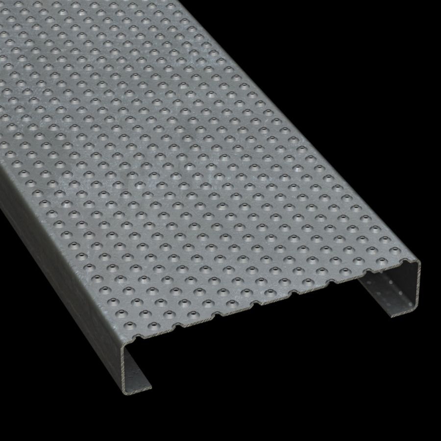 McNICHOLS® Plank Grating Plank, TRACTION TREAD™, ADA, Galvanized Steel, G90, 13 Gauge (.0934" Thick), Button-Top (10" Width), 2" Channel Depth, Slip-Resistant Surface, Plank, 4% Open Area McNICHOLS® Plank Grating Plank, TRACTION TREAD™, ADA, Galvanized Steel, G90, 13 Gauge (.0934" Thick), Button-Top (10" Width), 2" Channel Depth, Slip-Resistant Surface, Plank, 4% Open Area