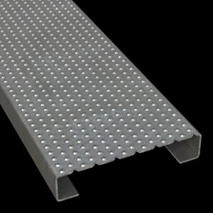 McNICHOLS&reg; Plank Grating Plank, TRACTION TREAD&trade;, ADA, Galvanized Steel, Pre-Galvanized, 11 Gauge (.1233" Thick), Button-Top (10" Width), 2" Channel Depth, Slip-Resistant Surface, Plank, 4% Open Area