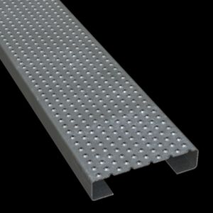 McNICHOLS&reg; Plank Grating Plank, TRACTION TREAD&trade;, ADA, Galvanized Steel, Pre-Galvanized, 13 Gauge (.0934" Thick), Button-Top (7" Width), 2" Channel Depth, Slip-Resistant Surface, 4% Open Area