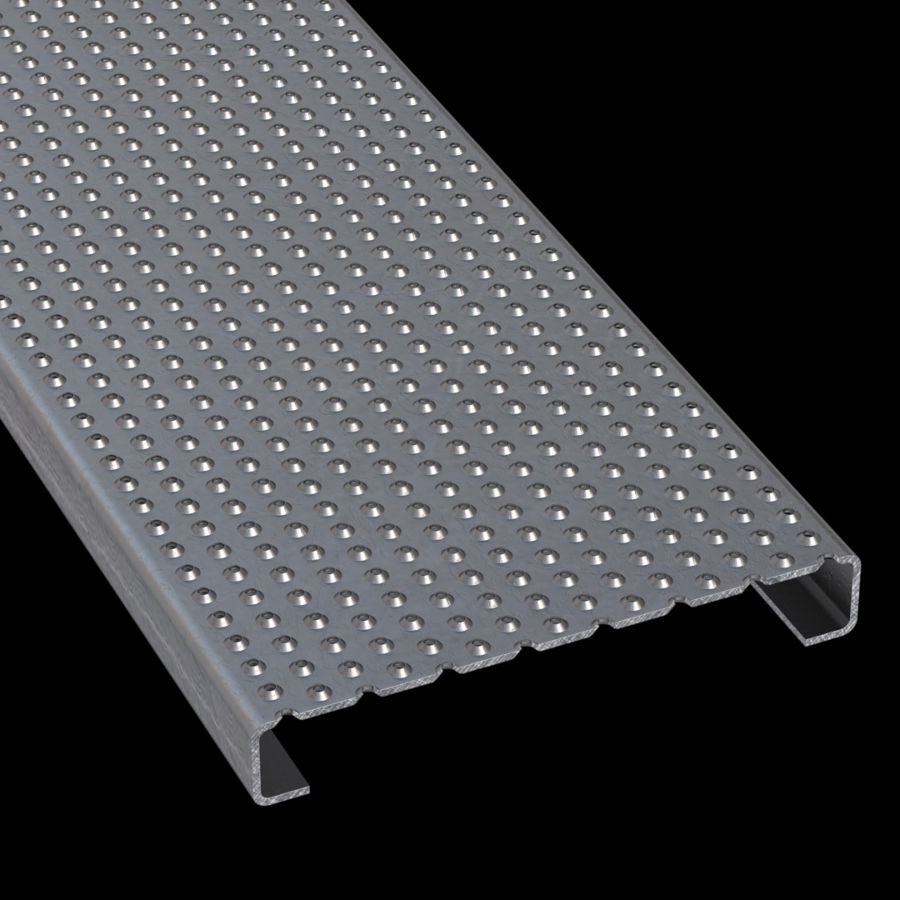 McNICHOLS® Plank Grating Plank, TRACTION TREAD®, ADA, Aluminum, Alloy 5052-H32, .1250" Thick (8 Gauge), Button-Top (10" Width), 2" Channel Depth, Slip-Resistant Surface, 4% Open Area McNICHOLS® Plank Grating Plank, TRACTION TREAD®, ADA, Aluminum, Alloy 5052-H32, .1250" Thick (8 Gauge), Button-Top (10" Width), 2" Channel Depth, Slip-Resistant Surface, 4% Open Area