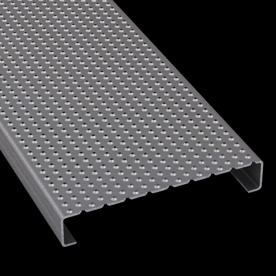 McNICHOLS® Plank Grating Plank, TRACTION TREAD®, ADA, Aluminum Type 5052-H32, .1250" Thick (8 Gauge), Button-Top (12" Width), 2" Channel Depth, Slip-Resistant Surface, Plank, 4% Open Area McNICHOLS® Plank Grating Plank, TRACTION TREAD®, ADA, Aluminum Type 5052-H32, .1250" Thick (8 Gauge), Button-Top (12" Width), 2" Channel Depth, Slip-Resistant Surface, Plank, 4% Open Area