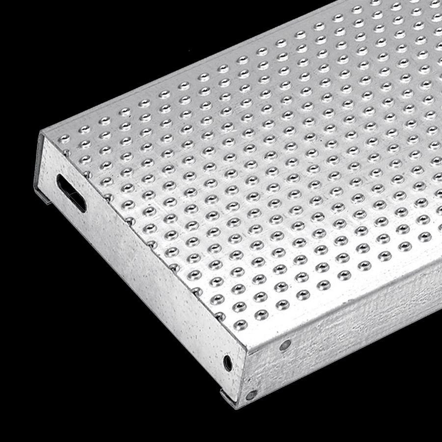 McNICHOLS® Stair Treads Plank Grating, Plank, Stair Tread, TRACTION TREAD®, Galvanized Steel, G90, 13 Gauge (.0934" Thick), 18-Row (12" Width), 2" Channel Depth, Slip-Resistant Surface, No Nosing, CP-PG-1220 Plank Grating Stair Tread Carrier Plates Attached, 3% Open Area McNICHOLS® Stair Treads Plank Grating, Plank, Stair Tread, TRACTION TREAD®, Galvanized Steel, G90, 13 Gauge (.0934" Thick), 18-Row (12" Width), 2" Channel Depth, Slip-Resistant Surface, No Nosing, CP-PG-1220 Plank Grating Stair Tread Carrier Plates Attached, 3% Open Area