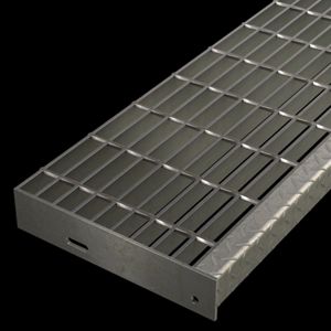 9.75 Depth Black Painted Steel Serrated Surface Bar Grating Stair Tread 24 Width 