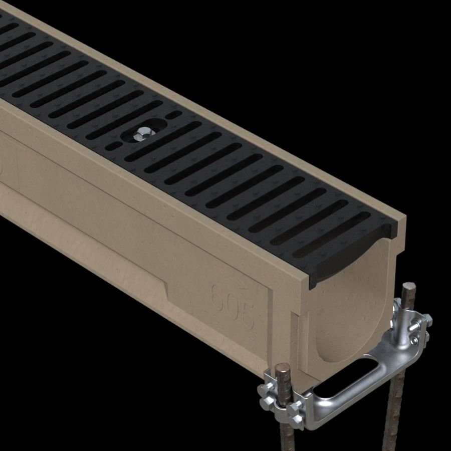 McNICHOLS® Trench Drain System, POLYCAST® Series 600, Polymer Concrete, Kit 2 - 40-Linear Feet