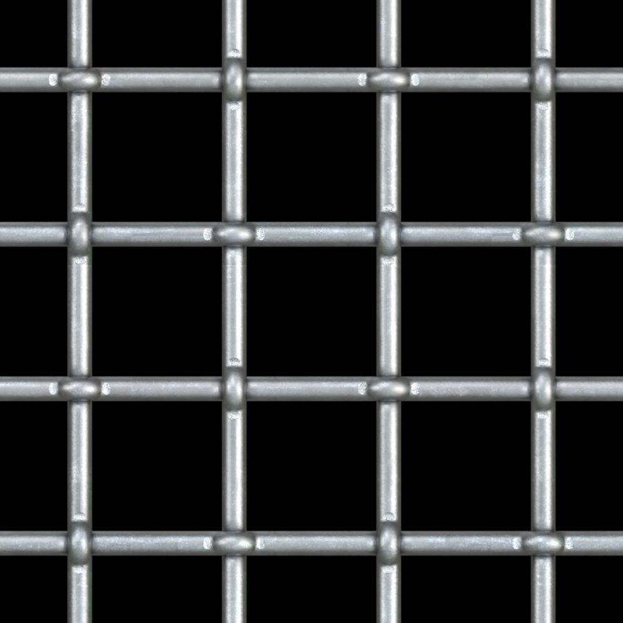 McNICHOLS® Wire Mesh Square, Galvanized Steel, Pre-Galvanized, Woven - Lock Crimp Weave, 2.0000" x 2.0000" Opening (Square), 0.375" Thick (4/0-1/2 Gauge) Wire Diameter, 71% Open Area McNICHOLS® Wire Mesh Square, Galvanized Steel, Pre-Galvanized, Woven - Lock Crimp Weave, 2.0000" x 2.0000" Opening (Square), 0.375" Thick (4/0-1/2 Gauge) Wire Diameter, 71% Open Area
