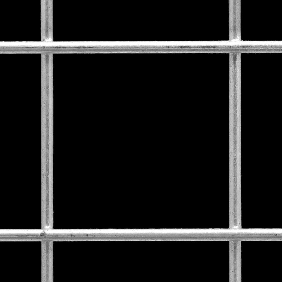 McNICHOLS® Wire Mesh Square, Galvanized Steel, Hot Dipped, Welded - Trimmed, 4" x 4" Mesh (Square), 3.8520" x 3.8520" Opening (Square), 0.148" Thick (9 Gauge) Wire Diameter, 92% Open Area